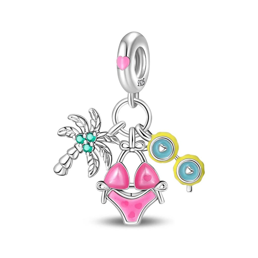 Copper Charms Coconut Tree Cactus Starfish Beach Beads Fit Original Bracelets Bangle Diy Pendant Fine Jewelry Gift