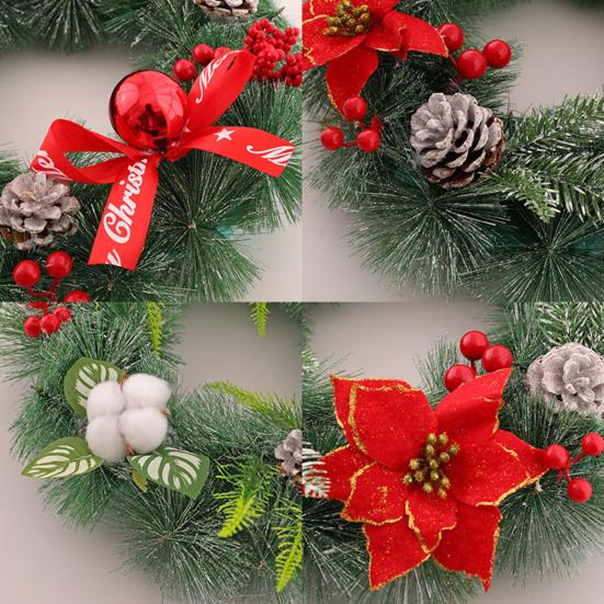 Pre-Lit Christmas Wreath for Front Door 12 Inches LED Lighted Artificial Christmas Wreath with Pine Cones Berries for Indoor Outdoor Decor