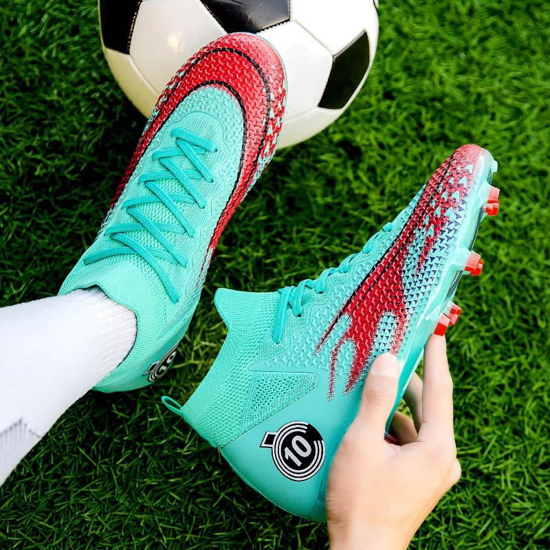 Унисекс модные уличные спортивные футбольные бутсы с высоким берцем кожаные футбольные бутсы для детей