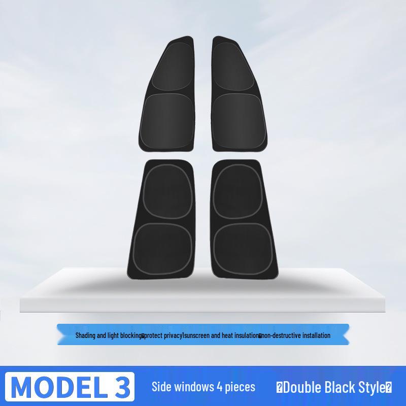 Lightproof Side Window Sunshade & Privacy Curtain for Tesla Model 3/Y - Heat Insulation & Sun Protection