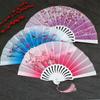 Изысканный старинный складной веер с кисточками в китайском стиле, женский пластиковый веер для танцев, летний веер