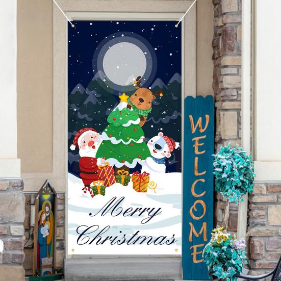 Рождественский занавес, баннер, многоразовый, легко повесить, праздничный дверной чехол для украшения дома, фотосъемка