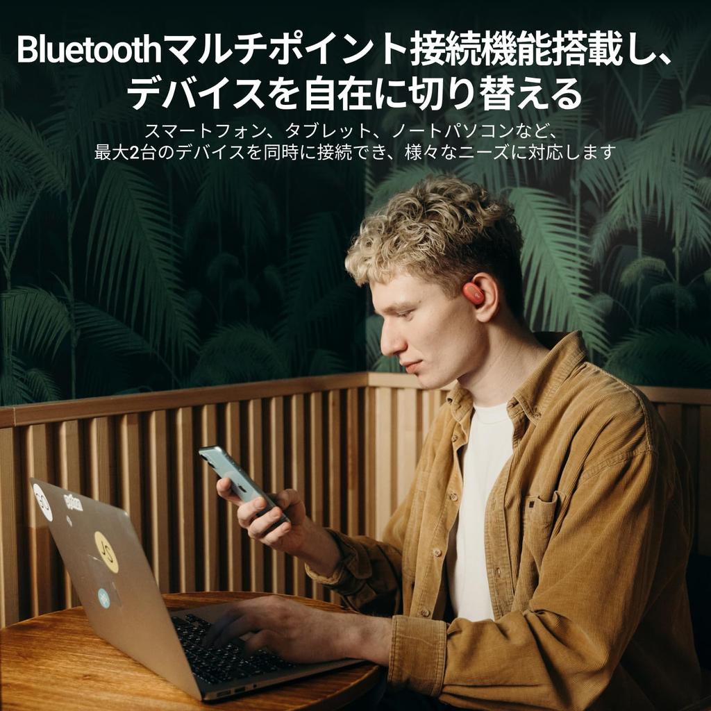 Oladance OWS2 Wireless Bluetooth True 19 Hours of Continuous Noise High Android iPhone Perfect for and TV Amazon Silver Earbuds, 5.3 Multi-Point,