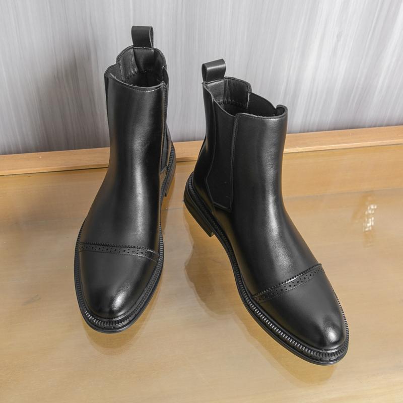 Мода Новый Тренд Ботинки Челси Мода Мужская Деловая Повседневная Обувь Британский Стиль Обувь с Высоким Голенищем Классические Ботильоны Универсальные Мужские Боты