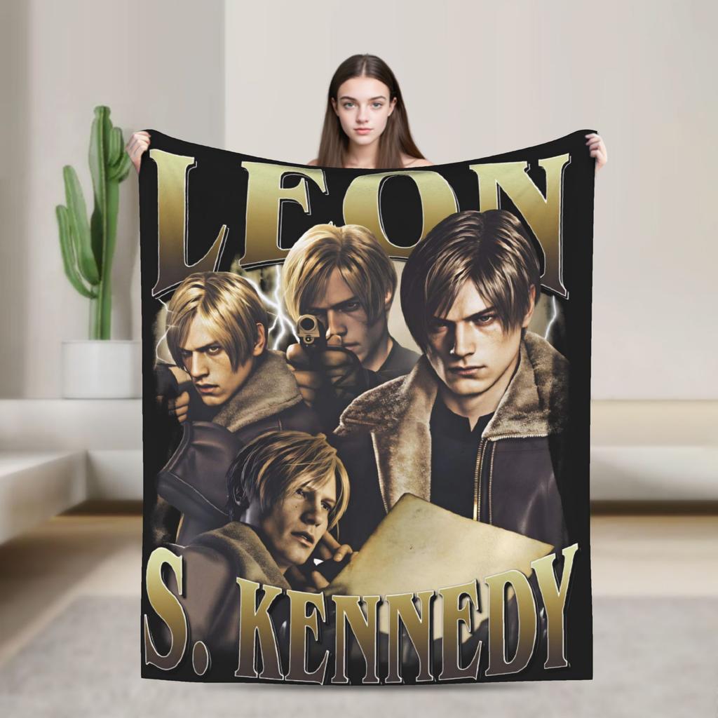Soft Blankets Travel Office Leon Kennedy Throw Blanket Novelty  Bedspread For Living Room