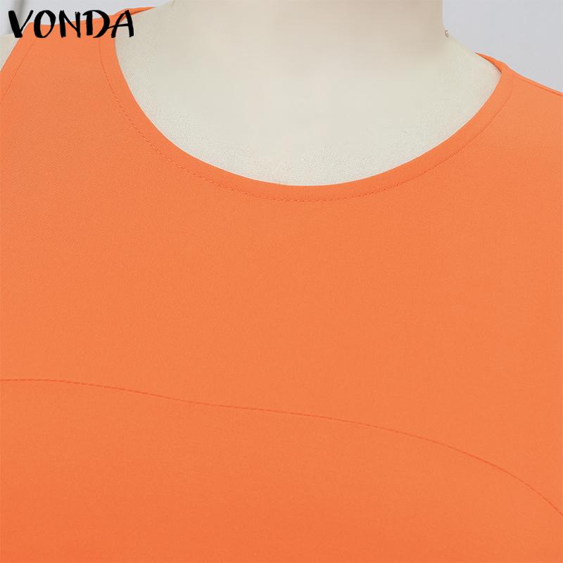 VONDA Летнее женское платье с круглым вырезом, без рукавов, однотонное, праздничное, пляжное, длинное, плиссированное