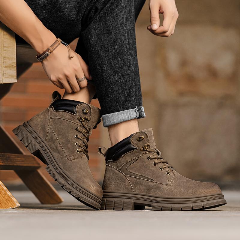 Модные винтажные мужские ботильоны на платформе из натуральной кожи, осенние британские ботинки челси, уличные нескользящие повседневные рабочие ботинки, ботинки для мужчин
