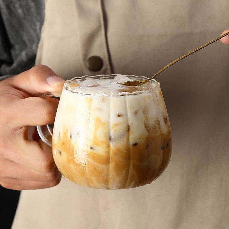 Стеклянная кофейная кружка с ручкой, вертикальная полоска, кофейная чашка, креативные прозрачные стаканы для воды, стаканы для питья горячих/холодных напитков