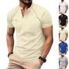 Men's Shoulder Length Short Sleeved Collar T-shirt Casual Round Neck Top