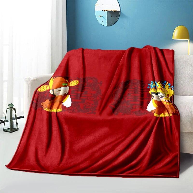 Китайское свадебное плюшевое покрывало с героями мультфильмов, тонкие одеяла для пикника, современное фланелевое одеяло Gedruckt Bettdecke Geschenk