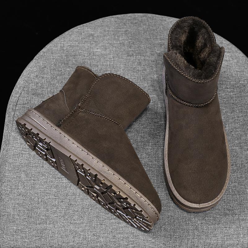 Трендовые зимние ботинки для мужчин с толстой подошвой и круглым носкомМодные универсальные плюс бархатные сохраняют тепло Износостойкие Нескользящие Дышащие Удобные