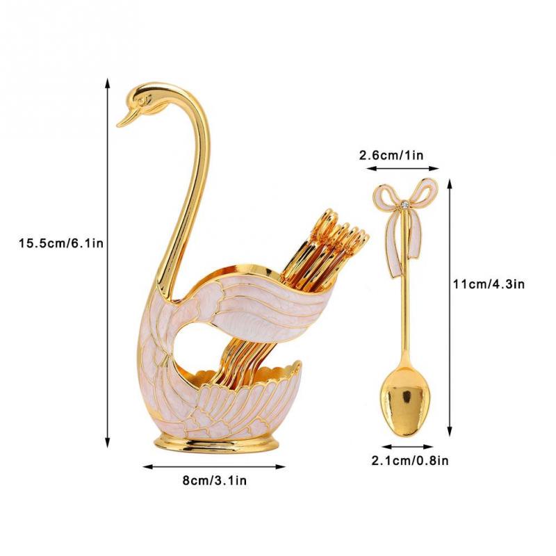 Набор десертных ложек для кофе Европейский стиль Элегантный лебедь Совок для фруктов Держатель Декоративная посуда KTY