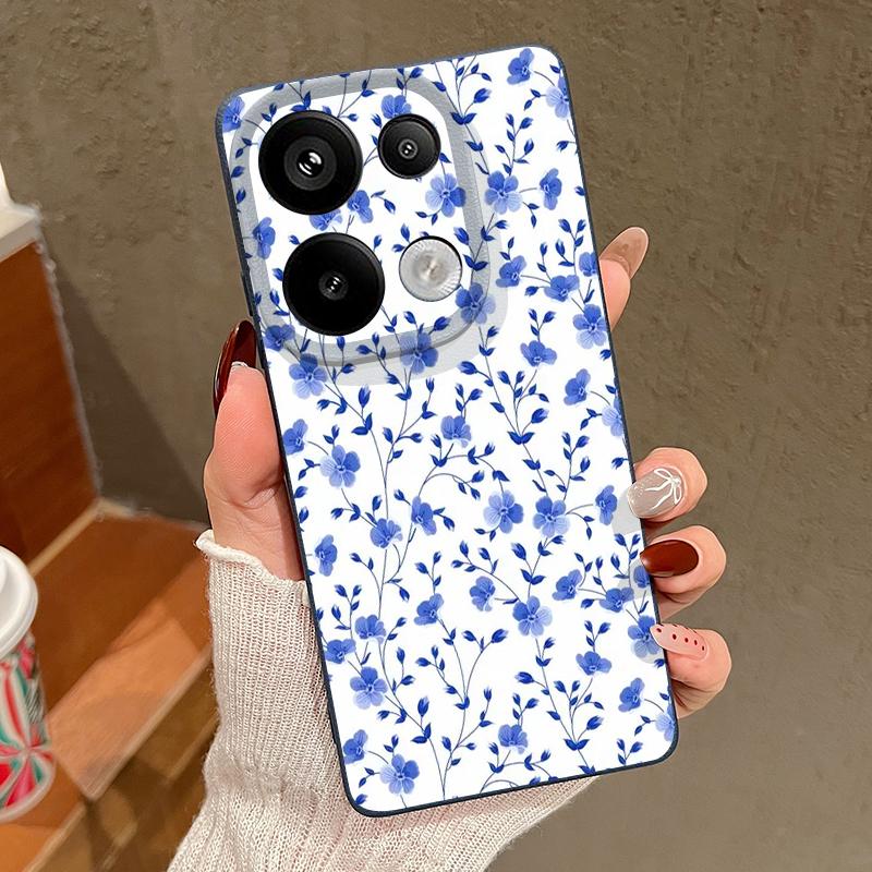 Чехол с принтом цветов и листьев для Xiaomi 13T Redmi Note 15 Pro 4G Силиконовый чехол с кожаной текстурой для Redmi Note 14 13 Pro+ 5G