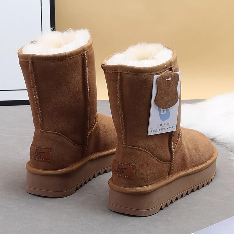 Женские зимние сапоги на толстой подошве, средней высоты голенища, новые 2025 года, меховые, цельные, нескользящие, северо-восточный бархат, теплые хлопковые сапоги