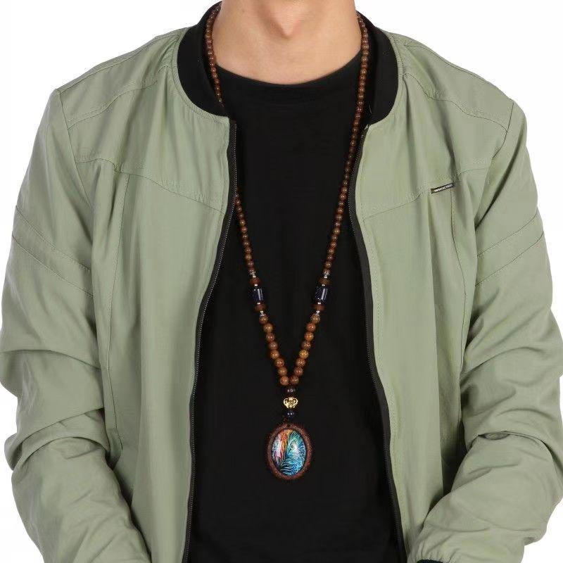 Unisex Tibetan Ethnic Necklace: Versatile, Retro-Style Jewelry with Wooden Accents for Cotton and Linen Outfits