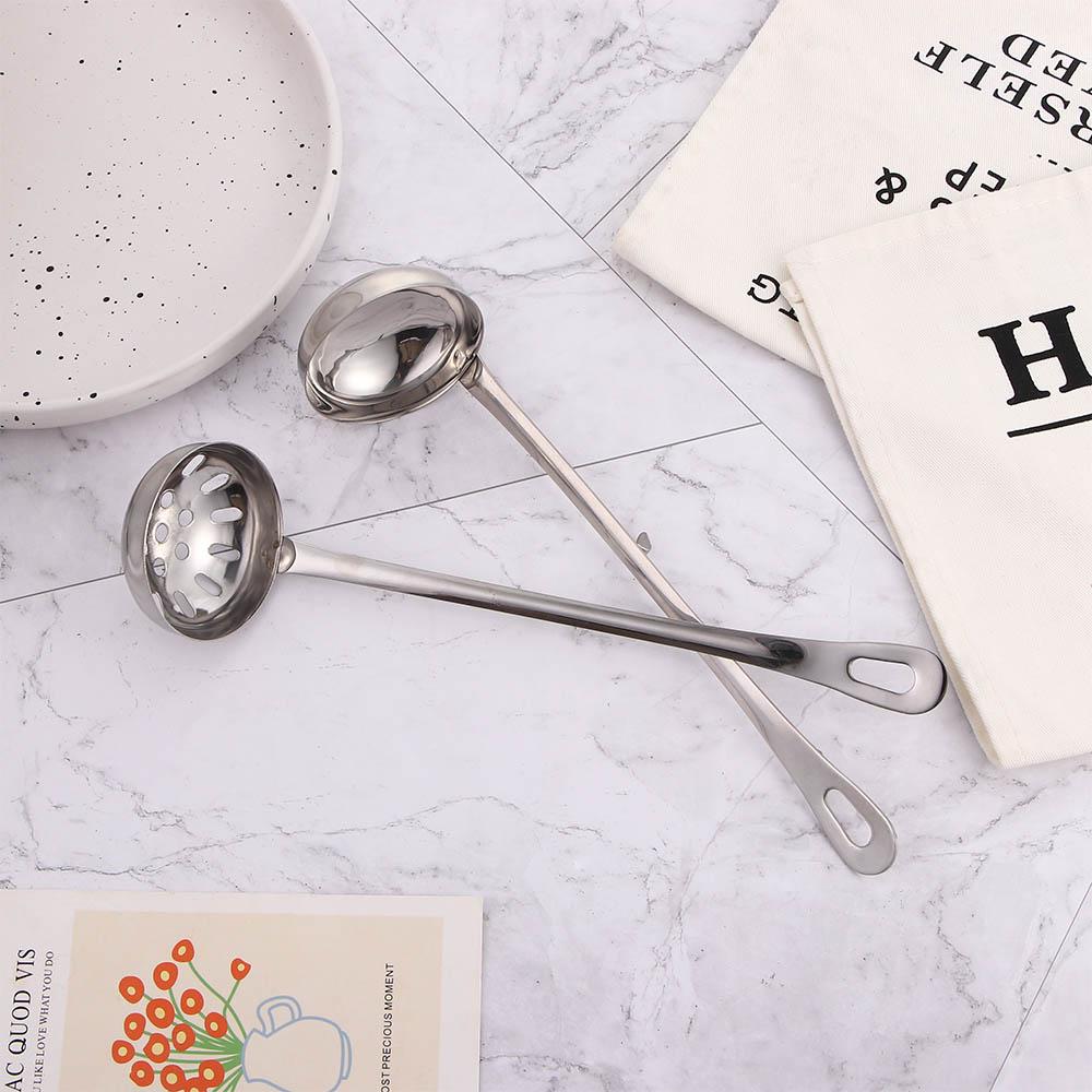 Dinnerware Stainless Steel Long Handle with Hook Soup Ladle Slotted Scoop Serving Spoon Tableware