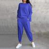 2 Pcs/Set Fall Spring Women Top Pants Set Long Sleeves O Neck T-shirt Elastic Waist Trousers with Side Pockets OL Commuting Sport Pantsuit Outfit