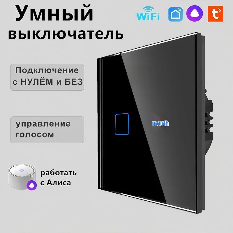 Умный WiFi-выключатель стандарта ЕС с голосовым управлением Алисой для умного дома
