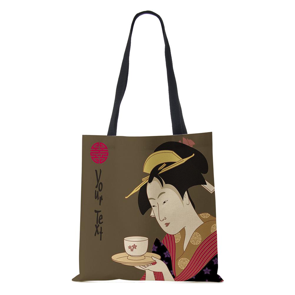 Мультяшная наплечная сумка Пейзаж Древность Женская многоразовая холщовая сумка-тоут Большой вместимости Повседневная для покупок Складная сумка для хранения KTY