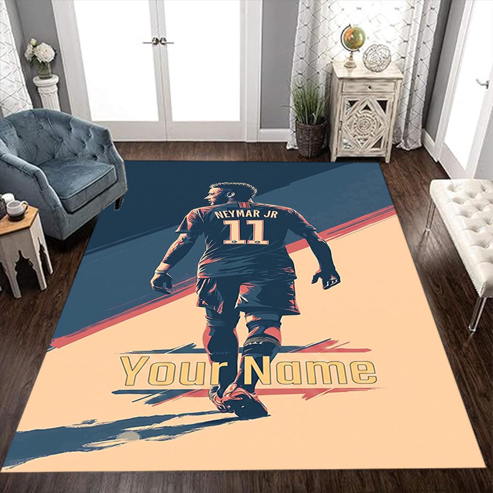 Neymar Dreams Football Legend Customizable Name Area Rug Design for Dormitory Kitchen Outdoor Dining Room Antislip Carpet Decorate Offices