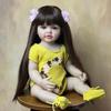Реалистичная кукла Reborn для маленьких девочек, 55 см, полностью силиконовая, с длинными каштановыми волосами, принцесса для малышей, Bebe, Рождественский подарок