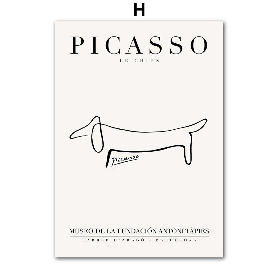 Абстрактная фигура, линия, колбаса, собака, кошка, Пикассо, настенная живопись на холсте, плакаты на скандинавскую тему и принты, настенные панно, декор для гостиной