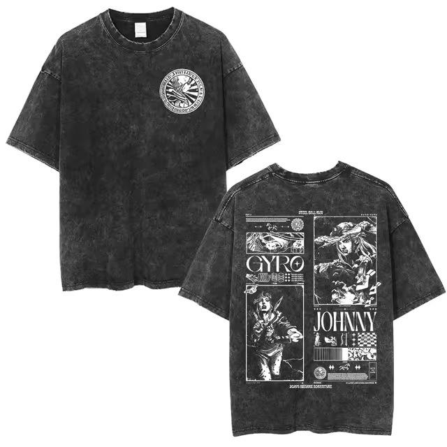 Adventure Bizarre Run Retro Steel Ball Anime Pickling Men'S And Women'S Clothing T-Shirt Comic T-Shirt Casual Short Sleeve Crew Neck