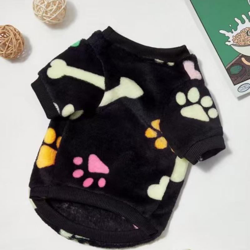 Dog Bone Flannel Dogs Clothes Winter Warm Sweater Pet Clothing Golden Retriever Dog Coats Sweatshirt Pets Puppy Pullover Vest