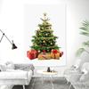 White Realistic Christmas Tree Wall Tapestry Gold Red Ornament Ball Tinsel Gift Box Bow Minimalist Holiday Aesthetic Home