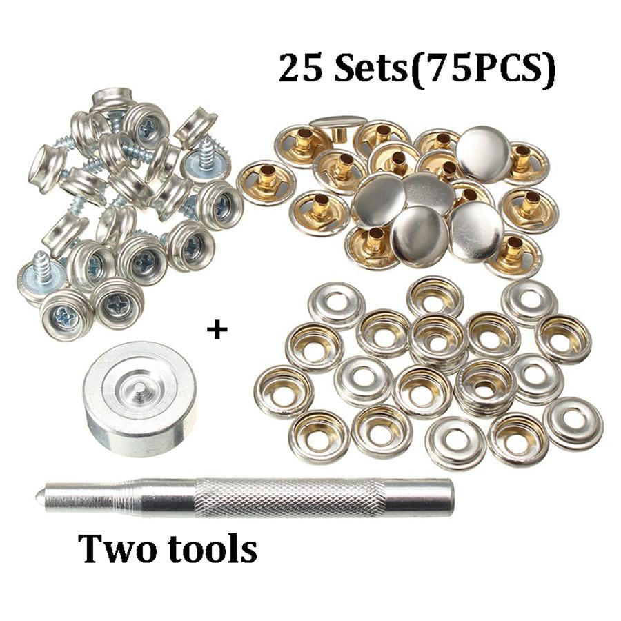 77PCS HOT SALE 15mm STAINLESS STEEL BOAT COVER CANVAS SNAP FASTENER REPAIR KIT