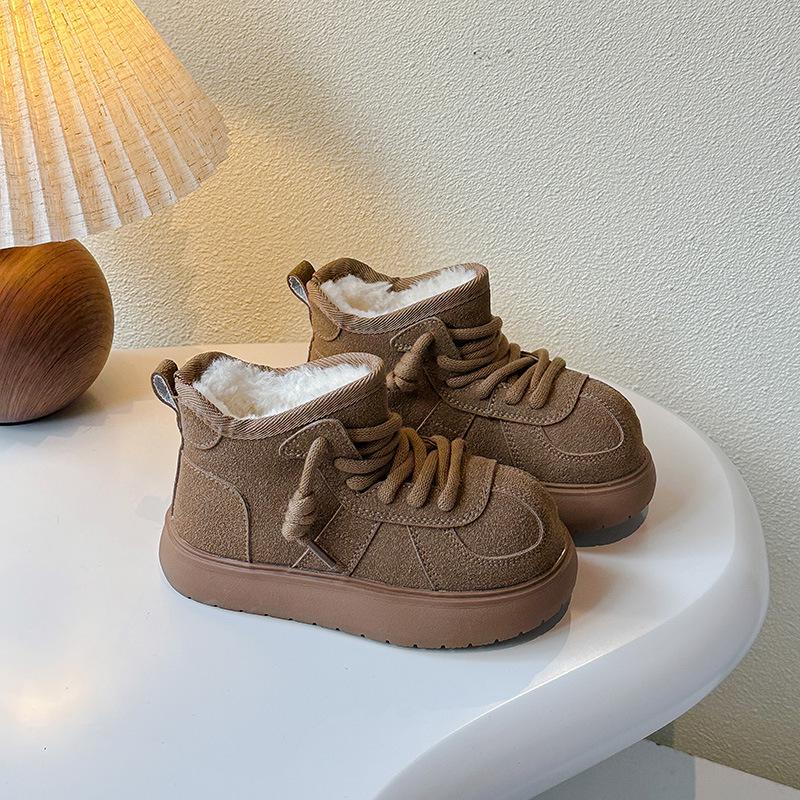 2025 Зимние плюшевые утепленные детские сноубутсы - Теплые, Универсальные, Нескользящие, Хлопковые ботинки на мягкой подошве