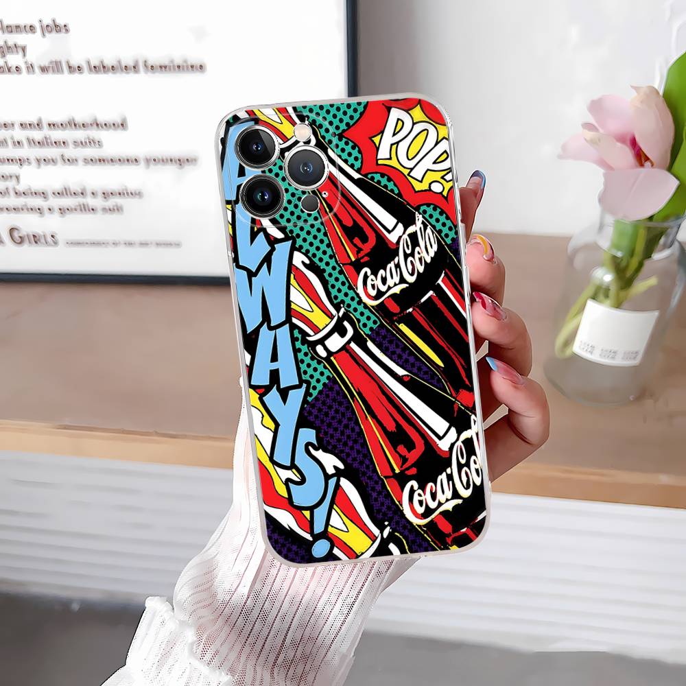 Горячий C-Coca Напитки C-Cola Для IPhone 17 16 15 11 12 13 14 Pro Max Мягкий ТПУ Силиконовый Задний Чехол Прозрачный Чехол