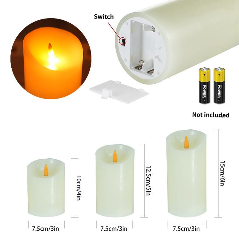 3-Pack Remote Control Electronic Candle Romantic Birthday Confession Proposal Decoration LED Light Paraffin Glass LED Candle