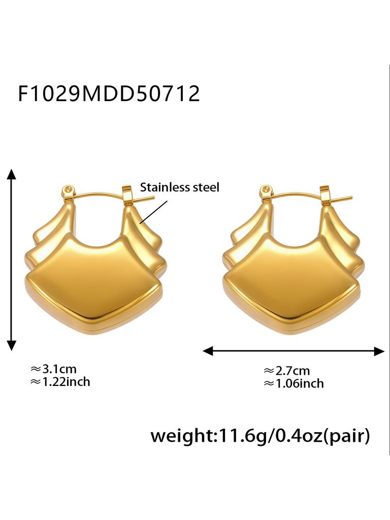 Винтажные массивные серьги-кольца из нержавеющей стали с 18-каратным золотым покрытием, водонепроницаемые, не тускнеющие, уникальные геометрические серьги для женщин