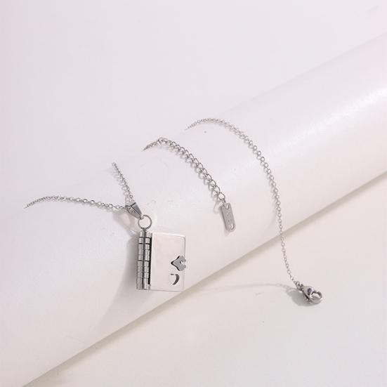 Ожерелье-книга из титановой стали, открывающееся, мини-подвеска-книга, ожерелье с подвеской в виде книги любви, ювелирный подарок для нее
