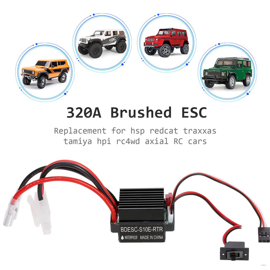 320A ESC Brushed Forward Reverse Electric Speed Controller with Brake Waterproof Support 2 3S Battery Replacement for