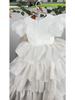 Girls' White Puffy Princess Dress - Flower Girl Wedding Long Gown