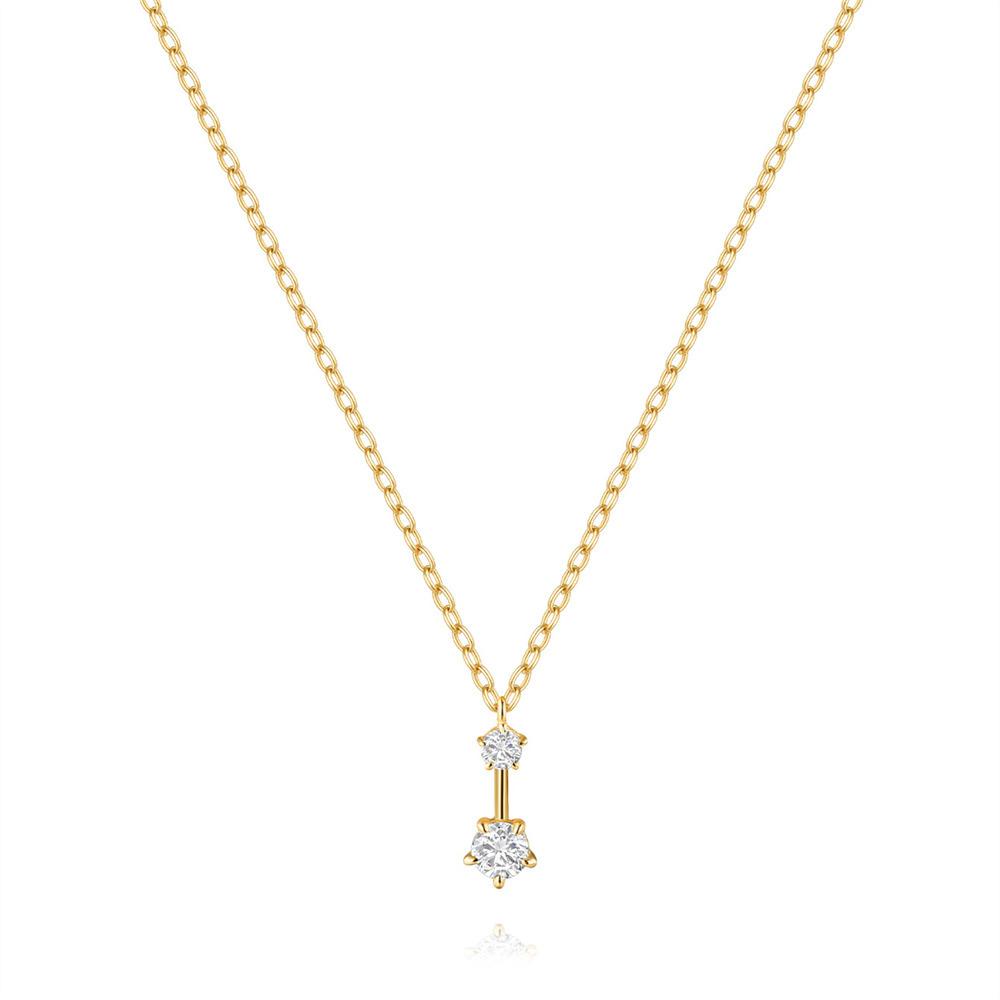 S925 Sterling Silver Simple And Fresh Necklace Jewelry Women'S Water Drop Design One-Character Personalized Stacked Collarbone Chain