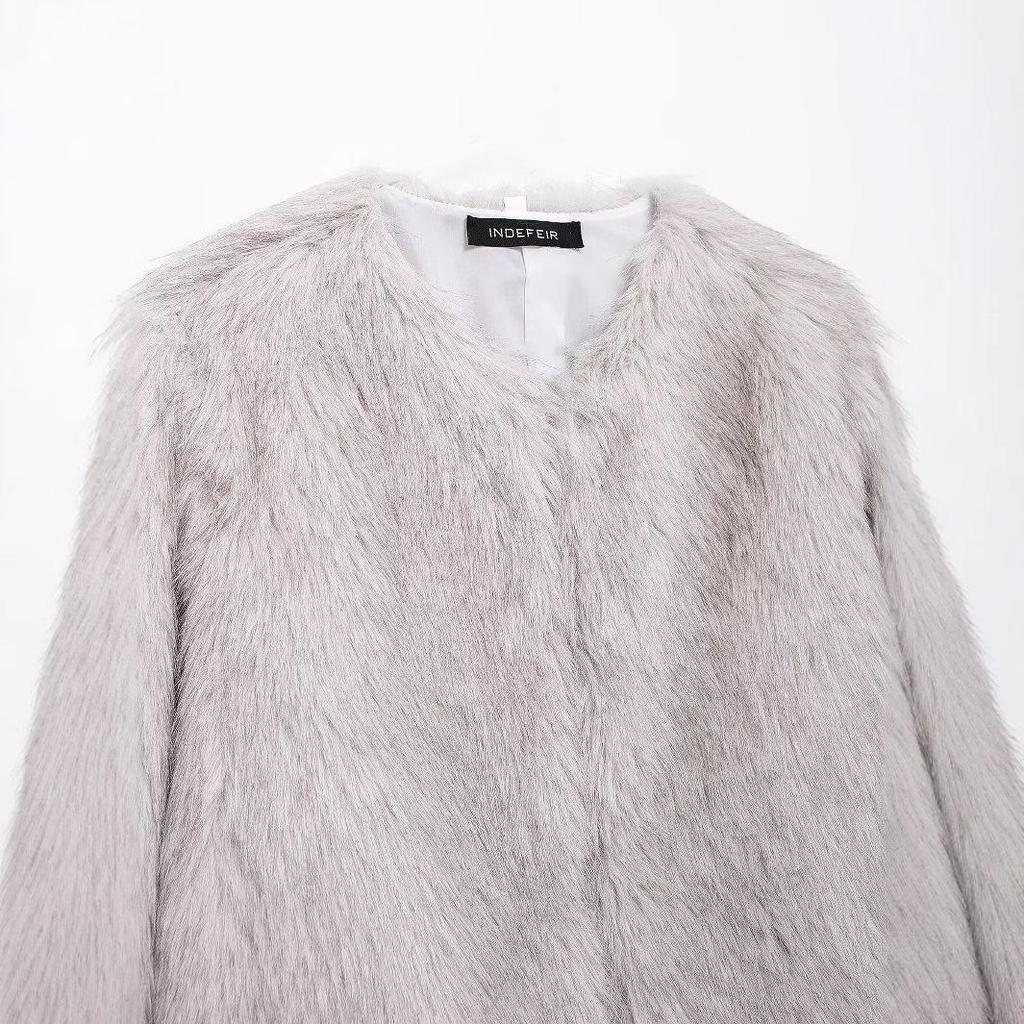 2024 Осень Женская Куртка-Пальто из Искусственного Меха в Европейском и Американском Стиле