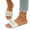Fashion 2025 Shoes for Women Open Toe Women's Slippers Plus Size Daily Slippers Women String Bead Bow Tie Square Toe Flat with Sandals
