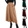 Женская модная однотонная юбка-трапеция с эластичным поясом и свободными карманами