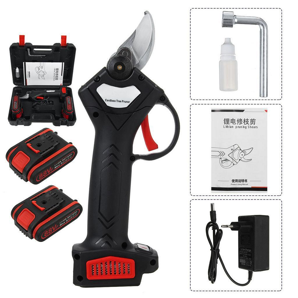 88V 800W Cordless Pruner Lithium-ion Pruning Shear Efficient Fruit Tree Bonsai Pruning Electric Tree Branches Cutter Landscaping