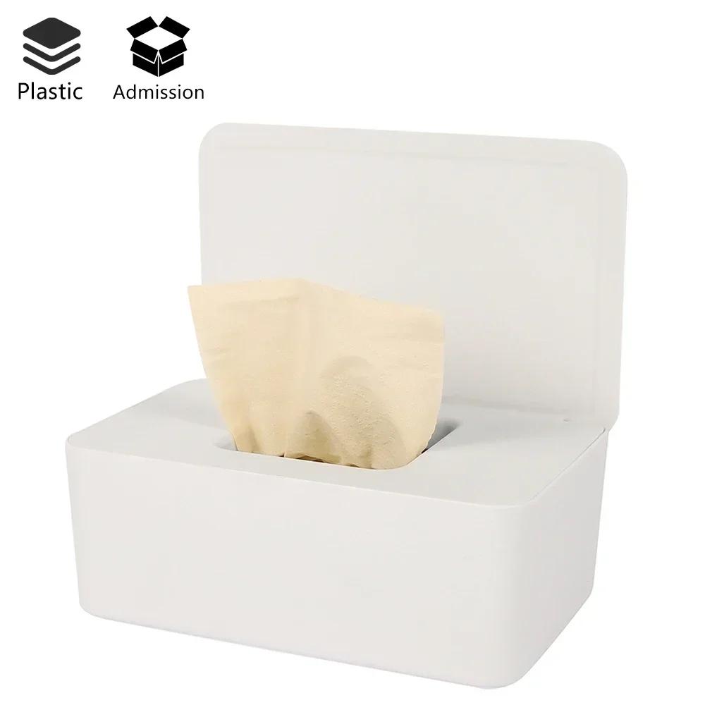 1pc Dustproof Wet Tissue Box with Lid Baby Nappy Wet Tissue Storage Holder Dispenser for Home Office Paper Tissue Storage Box
