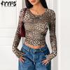 Women's Fashion Casual Spring Autumn Leopard Print Long Sleeve O-Neck Blouses & Shirts