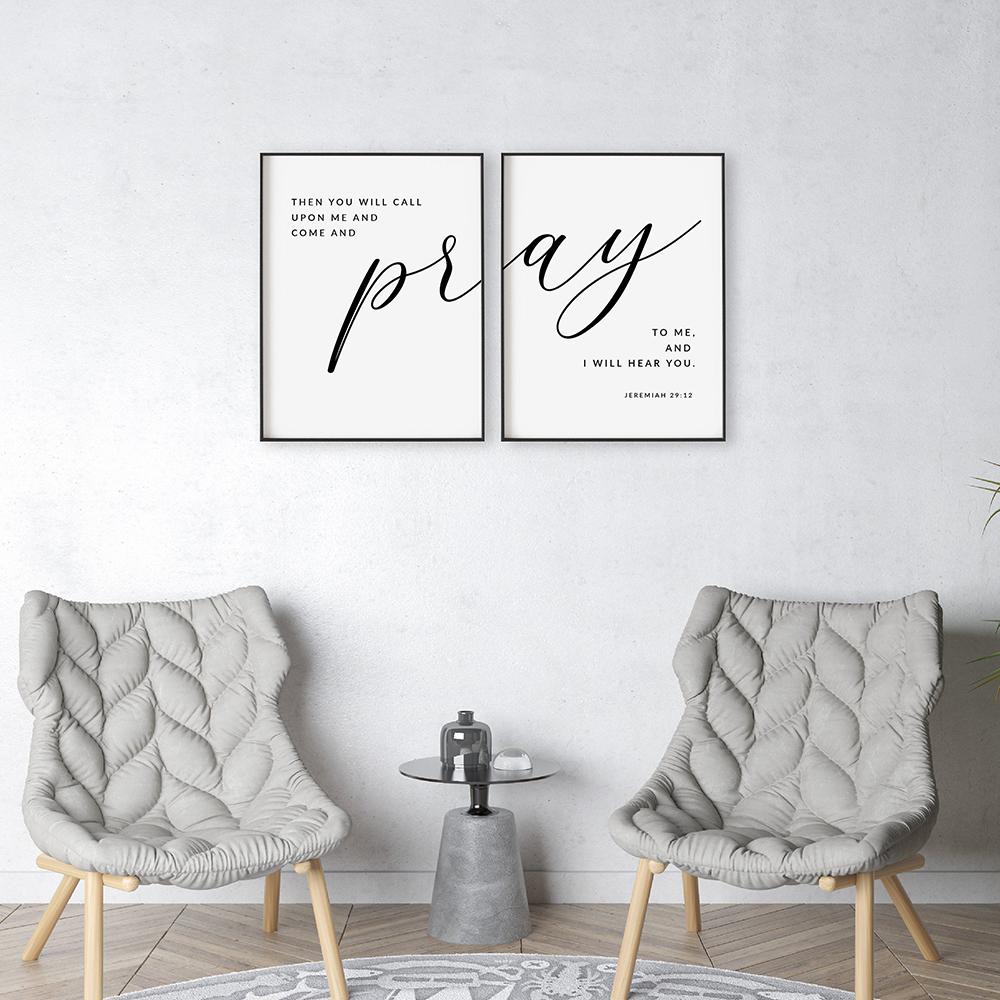 Библейский стих Иеремия, помолитесь мне, картина, печать на холсте, цитаты из Священных Писаний, плакат на скандинавскую тему, церковная спальня, настенные художественные фотографии, декор