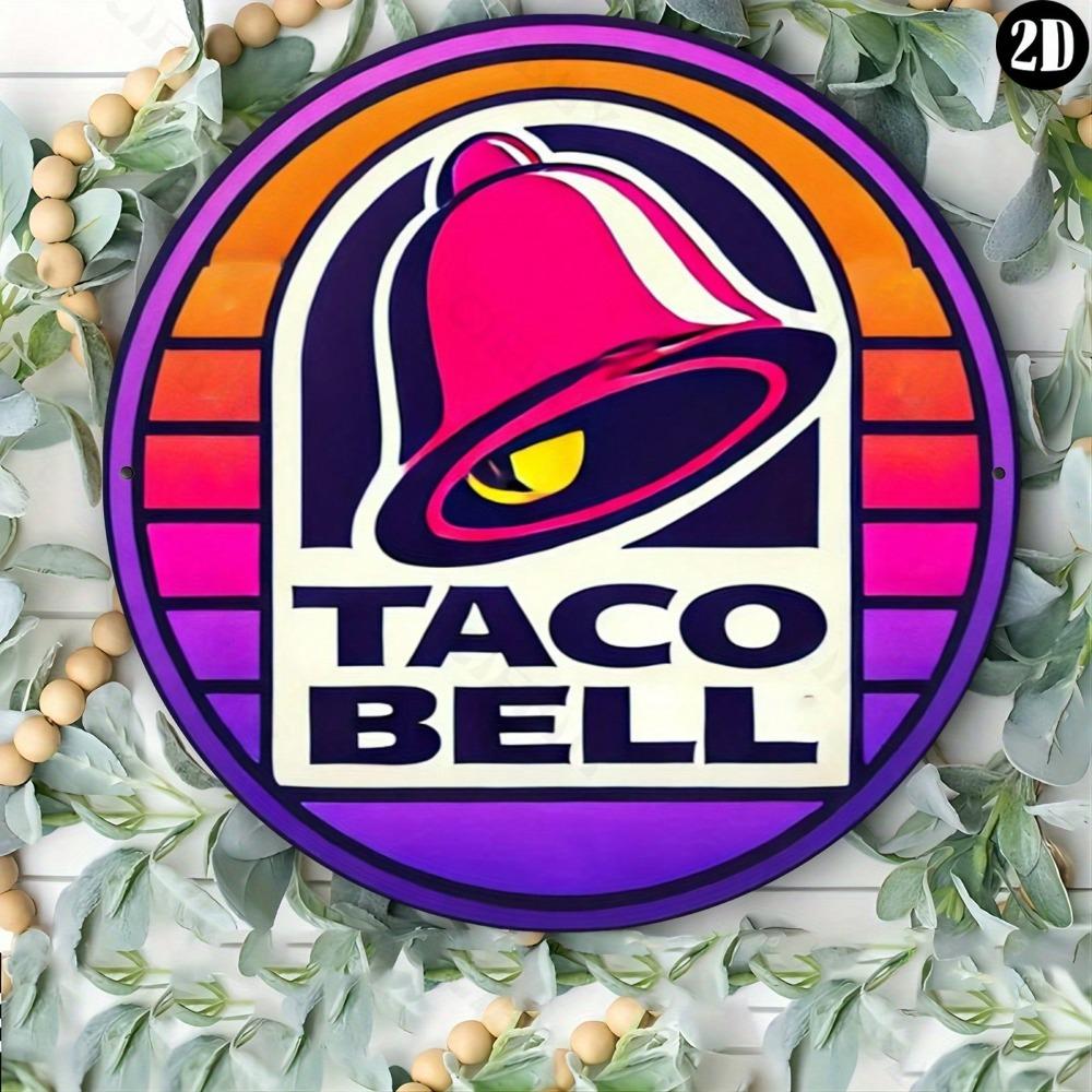 Винтажная металлическая настенная табличка в стиле Taco Bell, 8x8 дюймов, круглая, алюминиевая, декоративное искусство, легко повесить