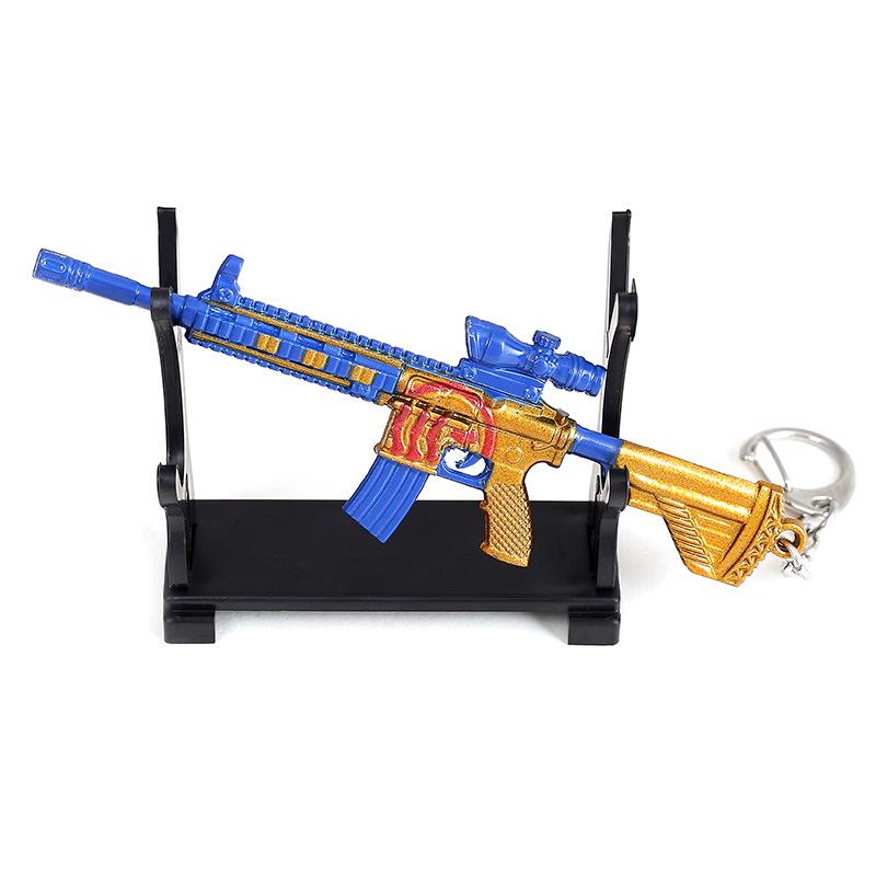 Chicken Game Metal Weapon Model Keychain: 12cm AKM 98K PUBG Pendant Gift