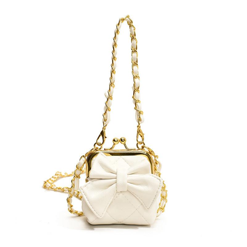 Стильная сумка-принцесса на одно плечо для детей, шикарная стеганая однотонная с дизайном в виде банта