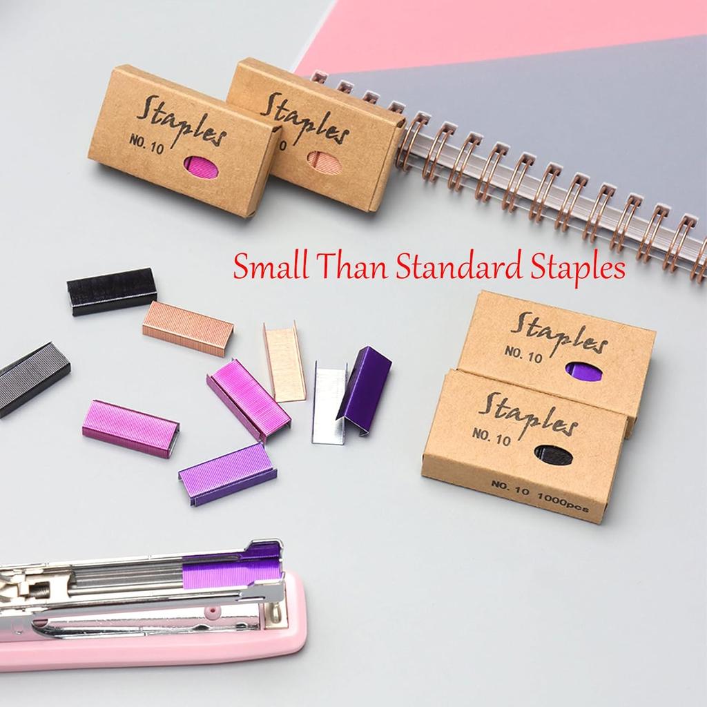 NatSumeBasics Colorful #10 Staples Colored Staple for Mini Stapler, 4000 Metallic No. 10 Staples, Smaller Than Standard Staple (Assorted)