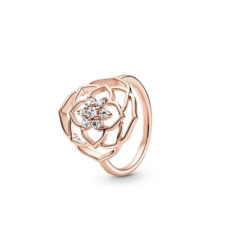 925 Sterling Silver Rose Gold Ring Hot Selling, Sparkling, Fashionable and Charming Crystal Ring, Women's Birthday Jewelry